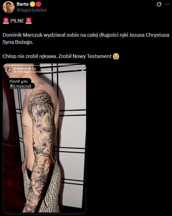 WOW! Oto nowy TATUAŻ Dominika Marczuka!